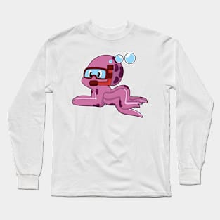 Octopus as Diver with Snorkel Long Sleeve T-Shirt
